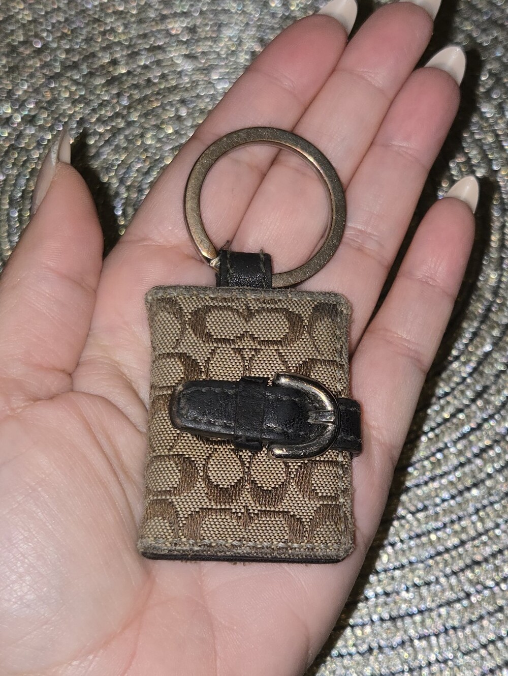Vintage Y2K Coach Signature Mini Buckle Photo Album Keychain Bag Charm Rare
